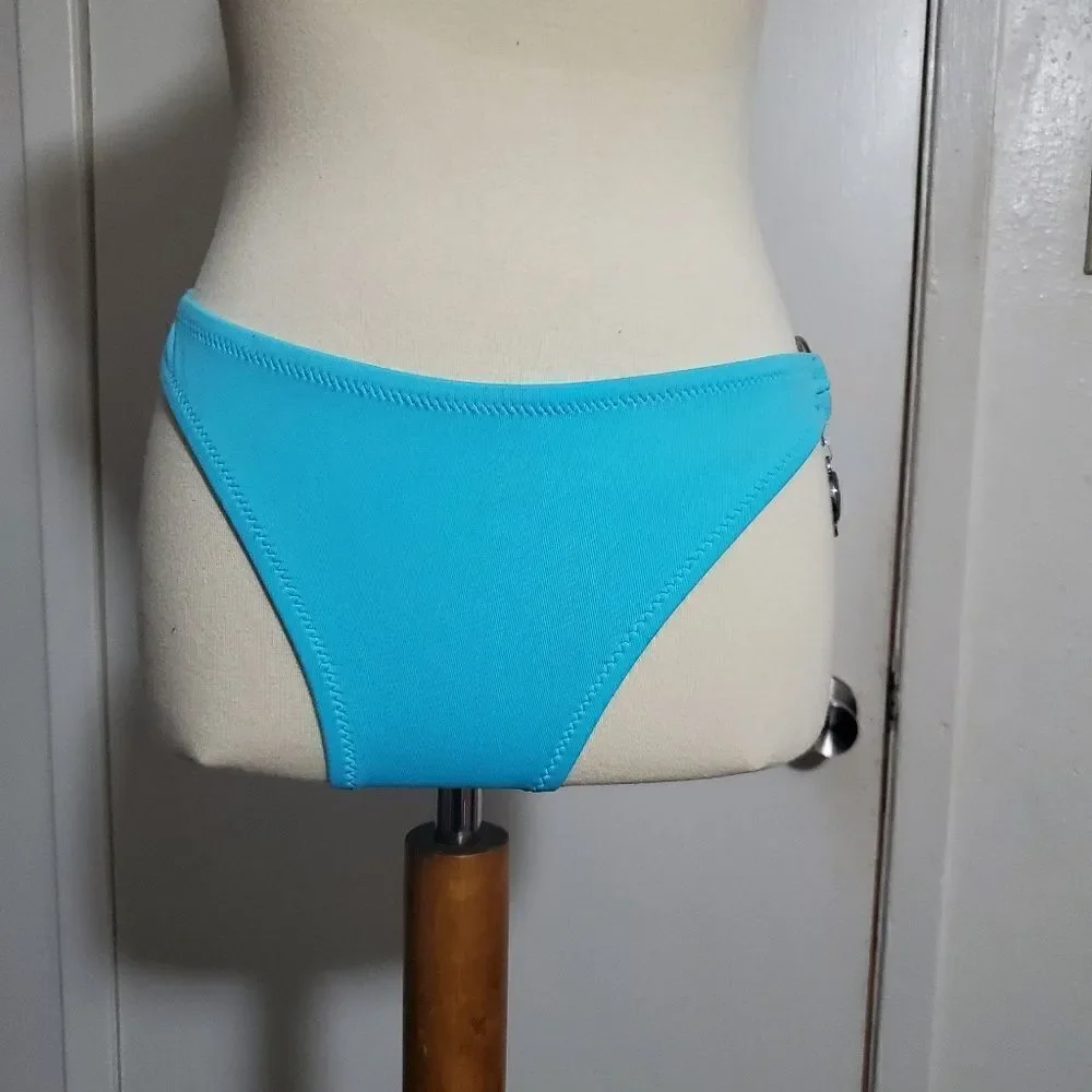 BECCA Blue Button Accented Bikini Set Size Medium